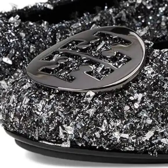 Tory Burch $348 LUREX SPARKLY BLINGY Minnie Ballet Travel Flats Tweed MANY SIZES - Picture 11 of 13